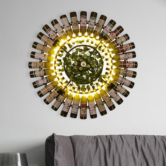 Industrial Wine Bottle Wall Sconce - Led Restaurant Lamp Fixture