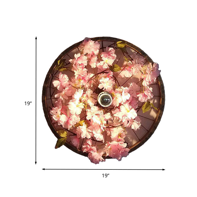 Industrial Restaurant Led Wall Lighting Fixture With Black Metal Wheel Shade 12.5/19/23 Dia.