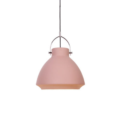 Dome Suspended Macaron Style Pendant Light - 10’/14’ Metallic Fixture With Handle In Black/Blue