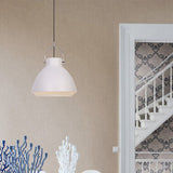 Macaron Dome Suspended Pendant Light - 10/14 Metallic Fixture With Handle Black/Blue For Dining