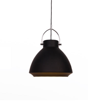 Macaron Dome Suspended Pendant Light - 10/14 Metallic Fixture With Handle Black/Blue For Dining