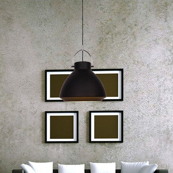 Macaron Dome Suspended Pendant Light - 10/14 Metallic Fixture With Handle Black/Blue For Dining