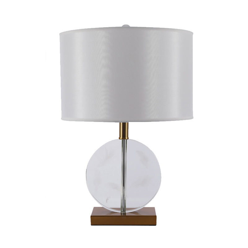 Modernist Circular Fabric Task Light Crystal Reading Lamp In Gold