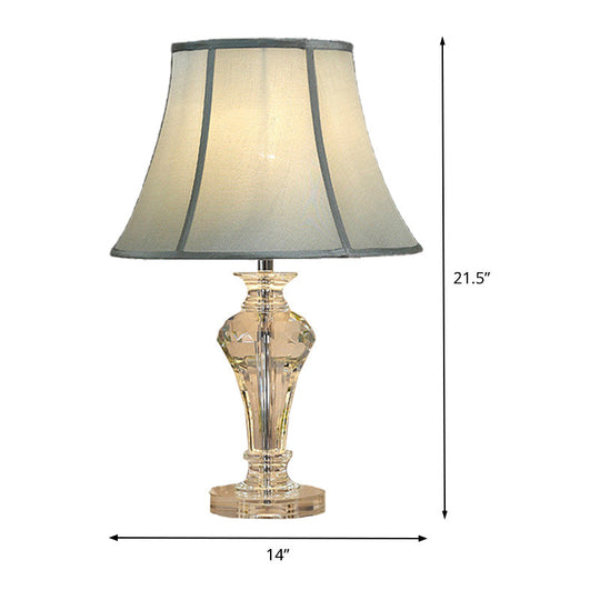 Blue Hand-Cut Crystal Head Vase Nightstand Lamp - Contemporary Book Reading Light