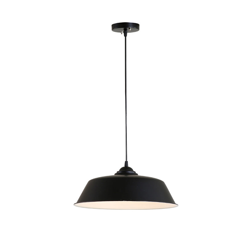 Metallic Black Ceiling Lamp Barn Shade Pendant 10’/14’ Wide – Retro Industrial Hanging Light