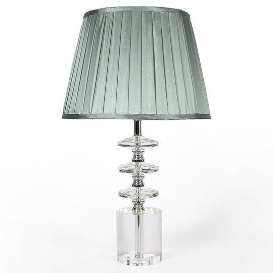Modern Clear Crystal 1-Head Night Table Lamp With Empire Shade - Grey