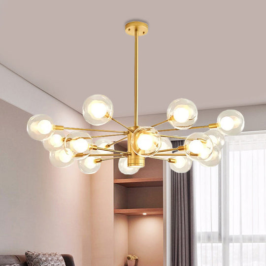 Gold Radial Design Chandelier: Modernist Glass Globe Light Fixture 10/12/16 Lights