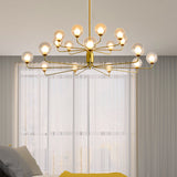 Contemporary 2-Tier Ball Clear Glass Chandelier - Elegant Radial Design With 8/12/18 Lights