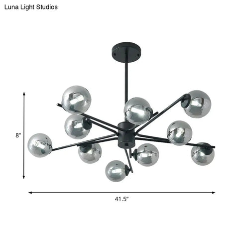 41.5 Wide Black Sputnik Chandelier - Modern Silver Glass Pendant Light