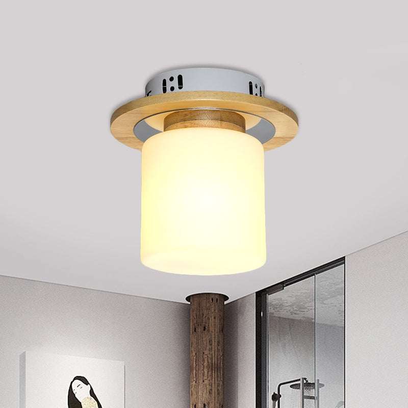Frosted Glass Geometric Flush Mount Light - Nordic Style Ceiling Fixture For Corridor In White / C