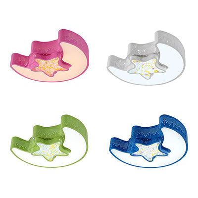 18’/21.5’ Star And Moon Macaron Led Flush Mount Lamp Metal Ceiling Light In