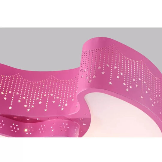 18’/21.5’ Star And Moon Macaron Led Flush Mount Lamp Metal Ceiling Light In