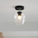 Modern Black/Gold Carafe Semi Flush Light - 1 Clear/Amber/Smoke Gray Glass Shade