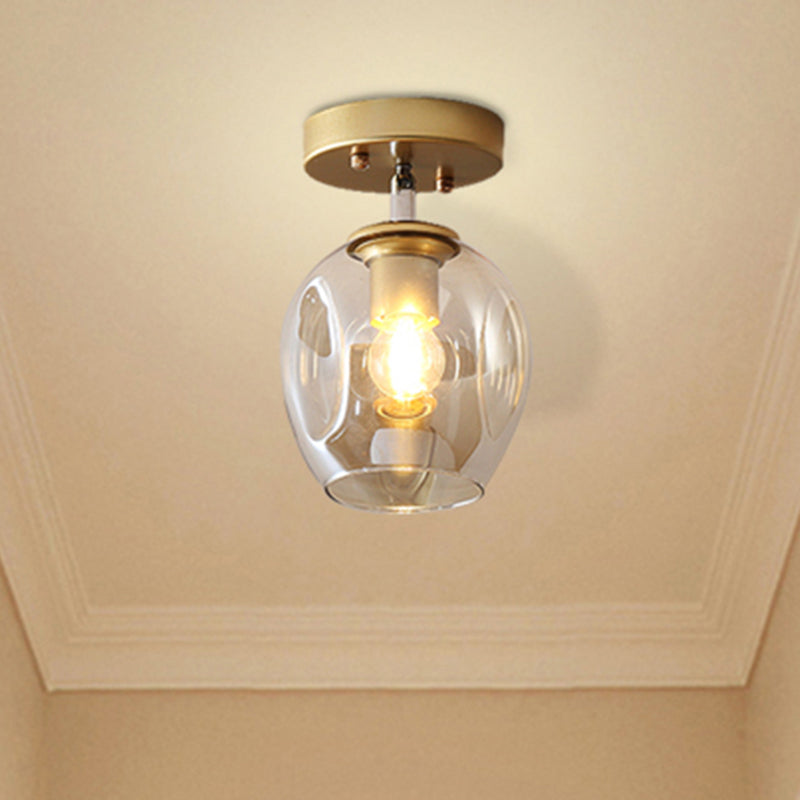 Modern Black/Gold Carafe Semi Flush Light - 1 Clear/Amber/Smoke Gray Glass Shade