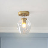Modern Black/Gold Carafe Semi Flush Light - 1 Clear/Amber/Smoke Gray Glass Shade
