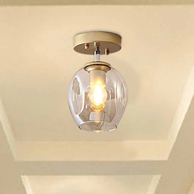 Modern Black/Gold Carafe Semi Flush Light - 1 Clear/Amber/Smoke Gray Glass Shade