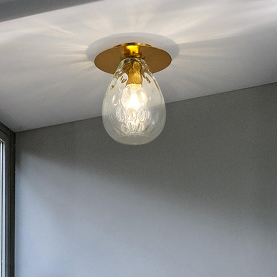 Clear Glass Pear - Shaped Dimple Flush Mount Lamp For Nordic Living Room