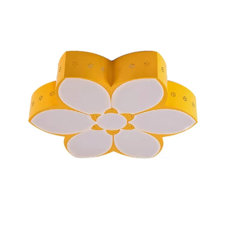18’/23.5’ Etched Blossom Led Flush Mount Ceiling Light In Vibrant Red/Yellow/Green