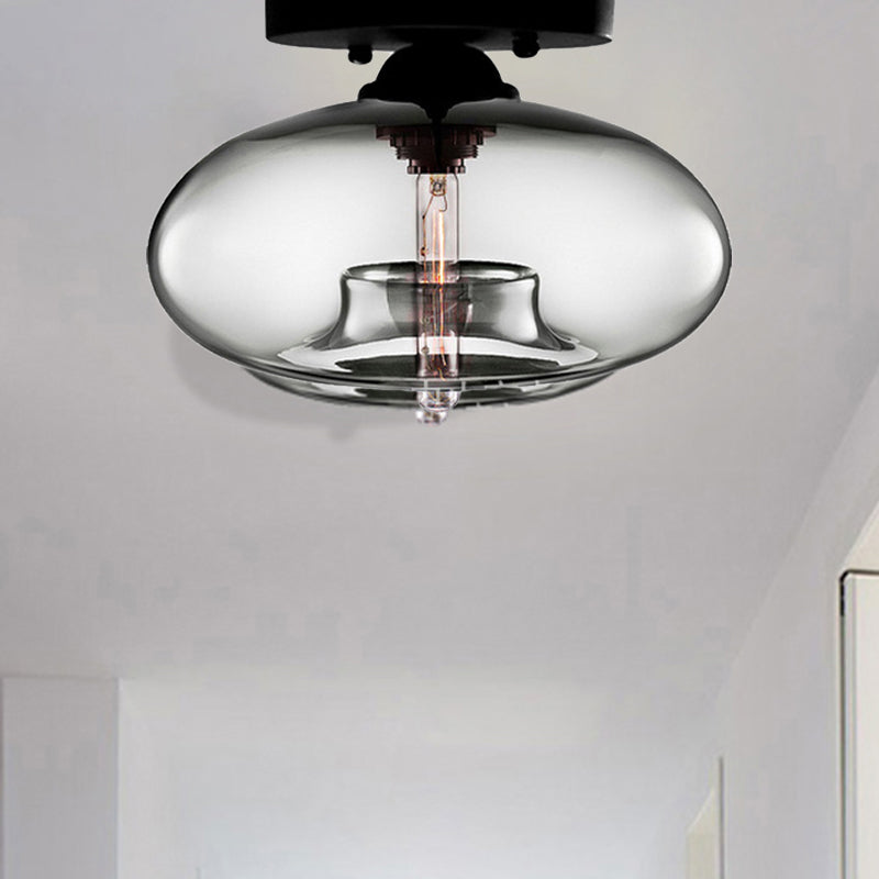 Modernist Glass Flush Ceiling Light Fixture - Oblong Shape 1 Sky Blue/Amber/Smoke Gray/Coffee 11’