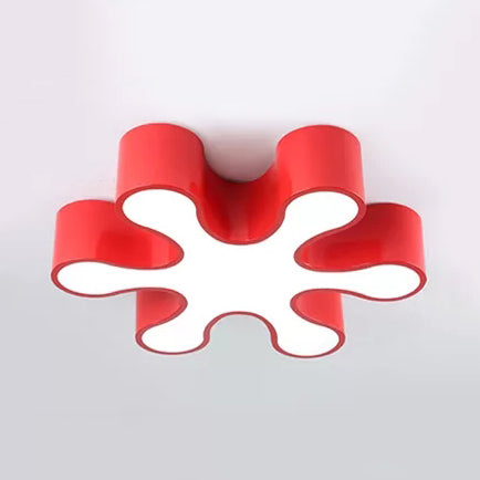 Colorful Petal Acrylic Led Ceiling Lamp For Kindergarten - Red/Yellow/Blue/Green 19.5’/23.5’ W