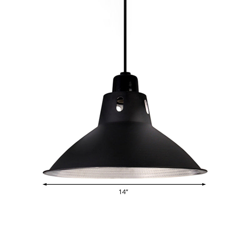 Farmhouse Metallic Black Pendant Light For Dining Tables - 14’/16’ Bowl Design