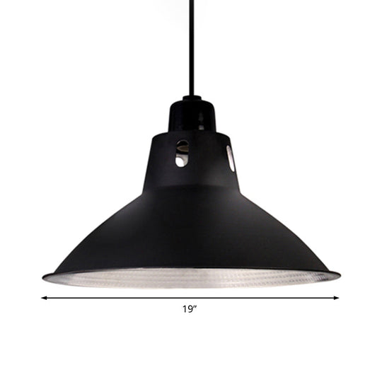 Farmhouse Metallic Black Pendant Light For Dining Tables - 14’/16’ Bowl Design