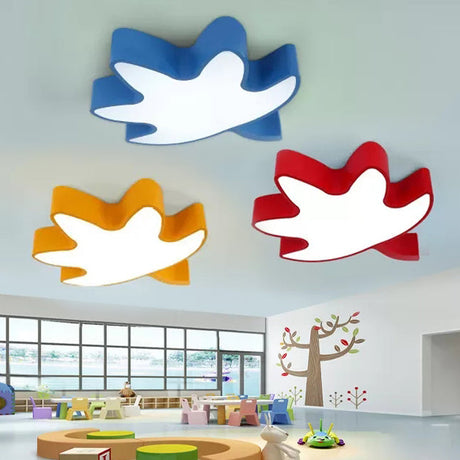 Kids Maple Leaf Acrylic Led Ceiling Mount Light - Candy Colors For Shops