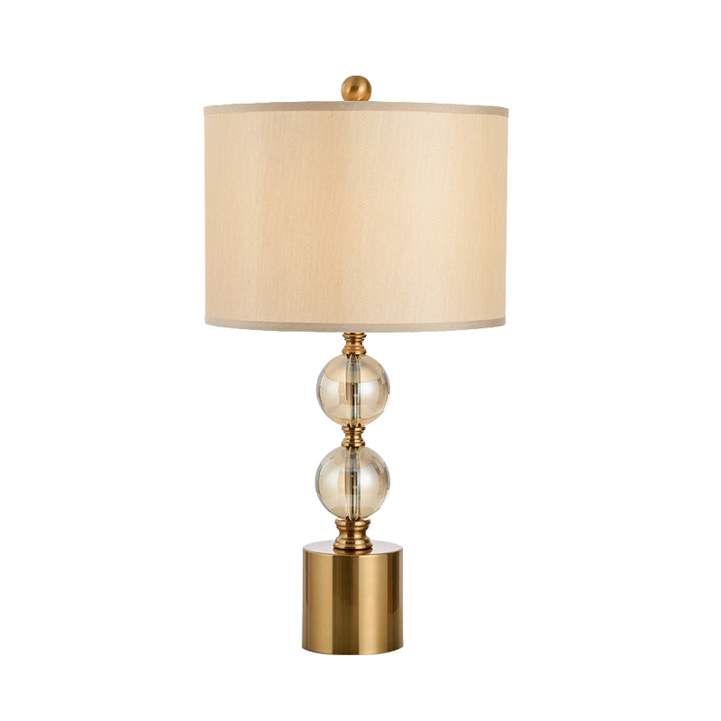 Modern Gold Cylindrical Table Lamp With Metal Base
