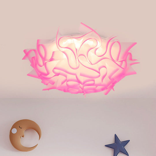 Contemporary Led Flush Ceiling Light With Twist Acrylic Shade - Vibrant Pink/Orange/Blue For
