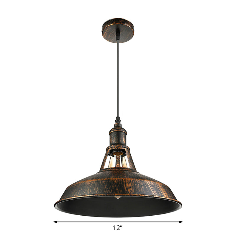 Aged Silver/Rust Barn Pendant Lighting - Antique Style Wrought Iron Ceiling Light For Dining Room 1