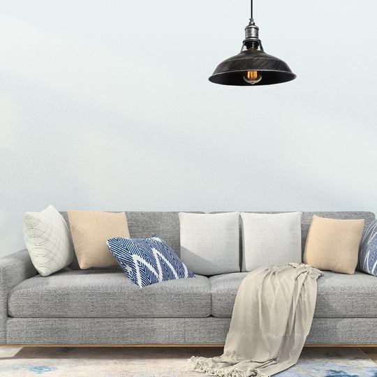 Aged Silver/Rust Barn Pendant Lighting - Antique Style Wrought Iron Ceiling Light For Dining Room 1