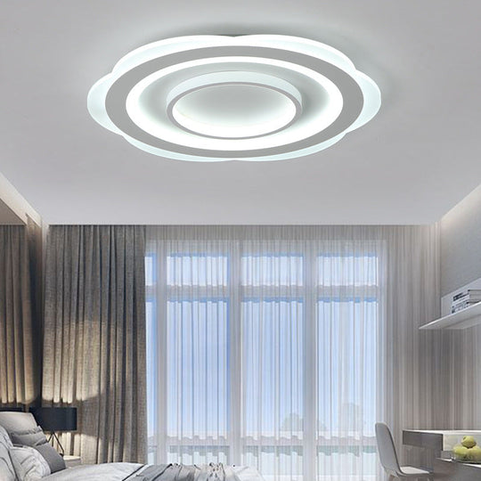 Modern Acrylic Flower Ceiling Light - 16/19.5/23.5 Flushmount For Living Room In Warm/White