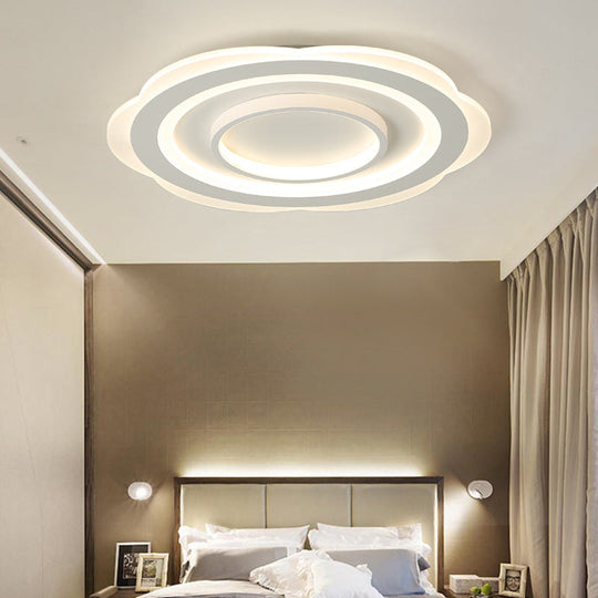 Modern Acrylic Flower Ceiling Light - 16/19.5/23.5 Flushmount For Living Room In Warm/White