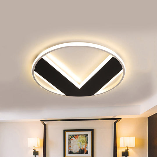 V - Shaped Ceiling Light - Modern Acrylic & Black Creative Bedroom Lighting Fixture
