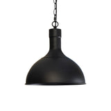 Vintage Style Aged Brass/Black Pendant Lighting For Balcony - Metal Dome Shade 1-Light Hanging