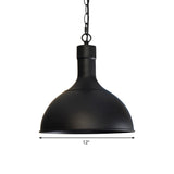 Vintage Style Aged Brass/Black Pendant Lighting For Balcony - Metal Dome Shade 1-Light Hanging