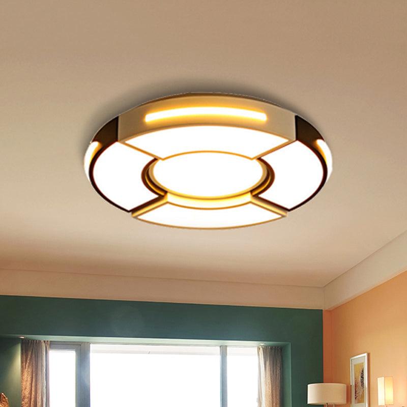 Modern Black Round Acrylic Ceiling Fixture - Unique Design 16/19.5/23.5 Warm/White Lighting