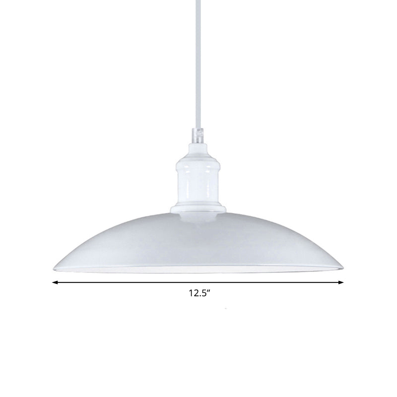 Industrial Style Metallic Saucer Pendant Light - 12.5’/16’ W 1 Black/White For Living Room Ceiling