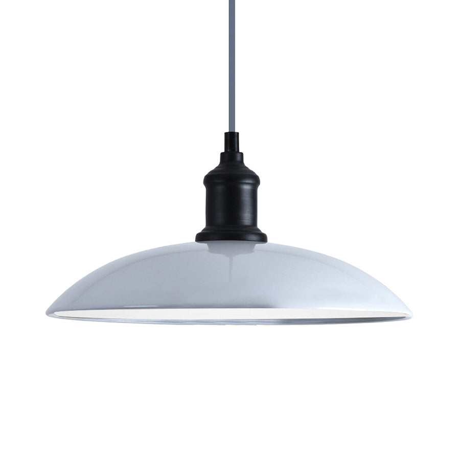 Industrial Style Metallic Saucer Pendant Light - 12.5’/16’ W 1 Black/White For Living Room Ceiling