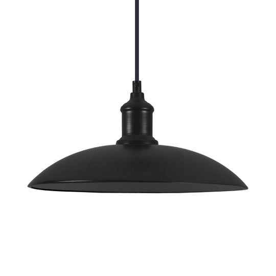 Industrial Style Metallic Saucer Pendant Light - 12.5’/16’ W 1 Black/White For Living Room Ceiling
