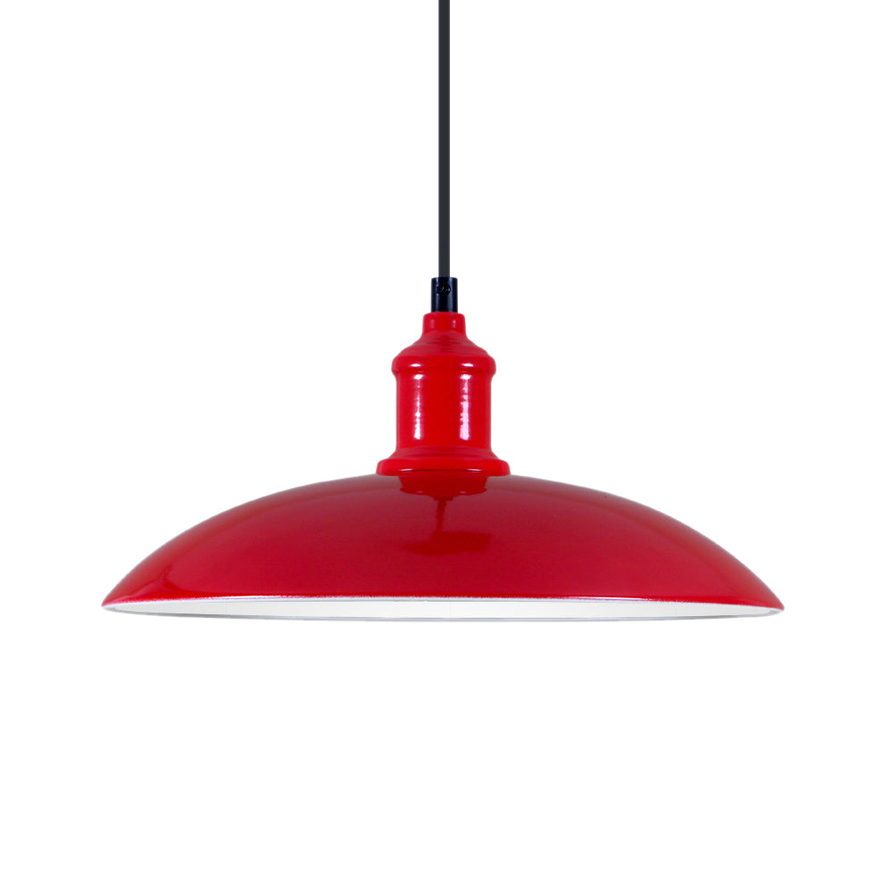 Metal Industrial Hanging Pendant Light - Green/Red Bowl Design 1 12.5’/16’ Width Ideal For