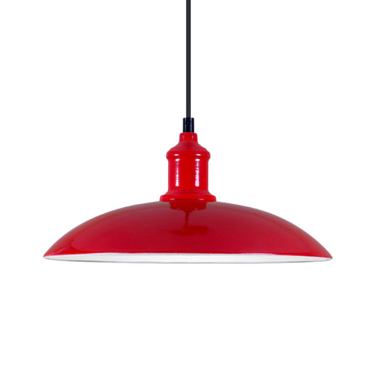 Metal Industrial Hanging Pendant Light - Green/Red Bowl Design 1 12.5’/16’ Width Ideal For
