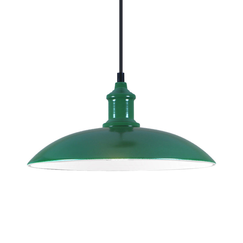 Metal Industrial Hanging Pendant Light - Green/Red Bowl Design 1 12.5’/16’ Width Ideal For