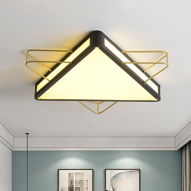 Nordic Metal Black/Grey Flush Mount Light With Acrylic Diffuser Star/Triangle Design