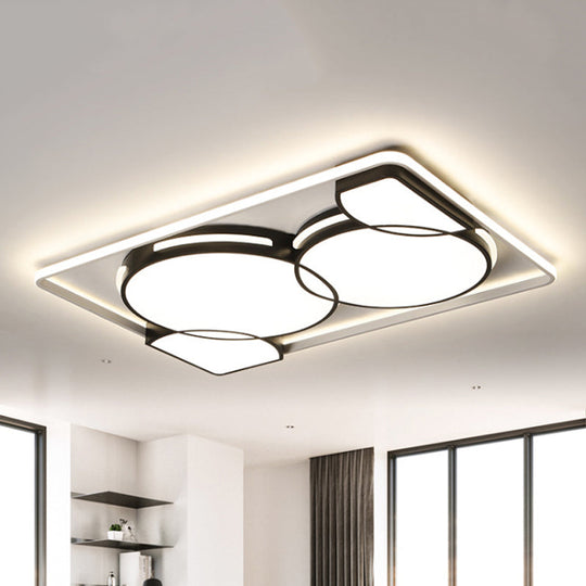 Circle Flushmount Led Light With Acrylic Modern Frame – Warm Or White Black / 35.5’