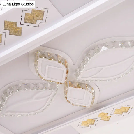 43’ Acrylic Flush Mount Led Ceiling Light With Crystal Accent For Simple Living Room Decor