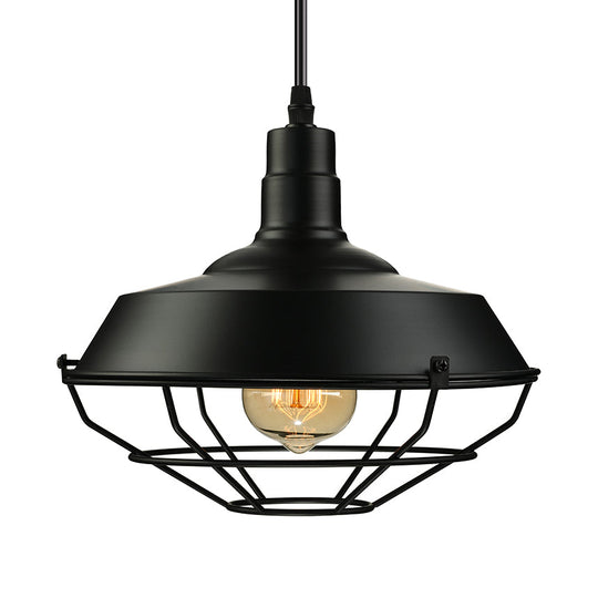 Metal Farmhouse Pendant Light With Barn Shade In Black - 1 Head 3 Sizes Available