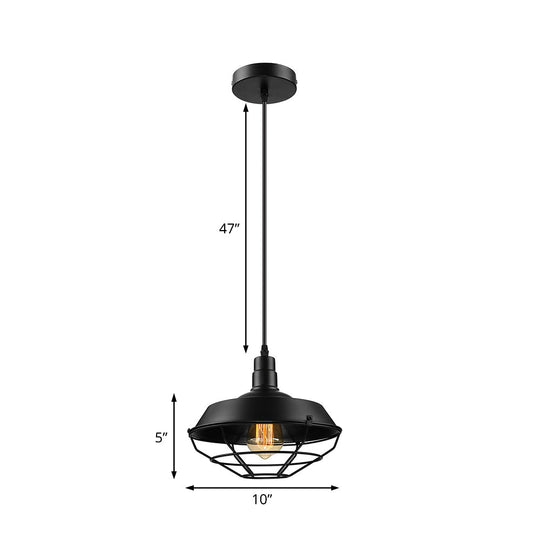 Metal Farmhouse Pendant Light With Barn Shade In Black - 1 Head 3 Sizes Available