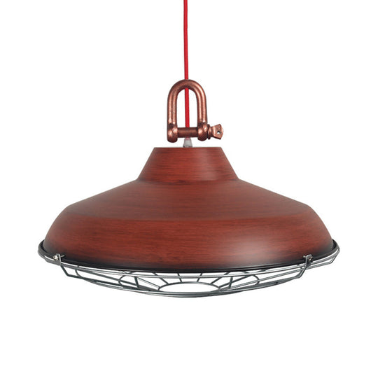 Industrial Metal Frame Pendant Lighting Fixture With Barn Shade - 1 Bulb Living Room Lamp