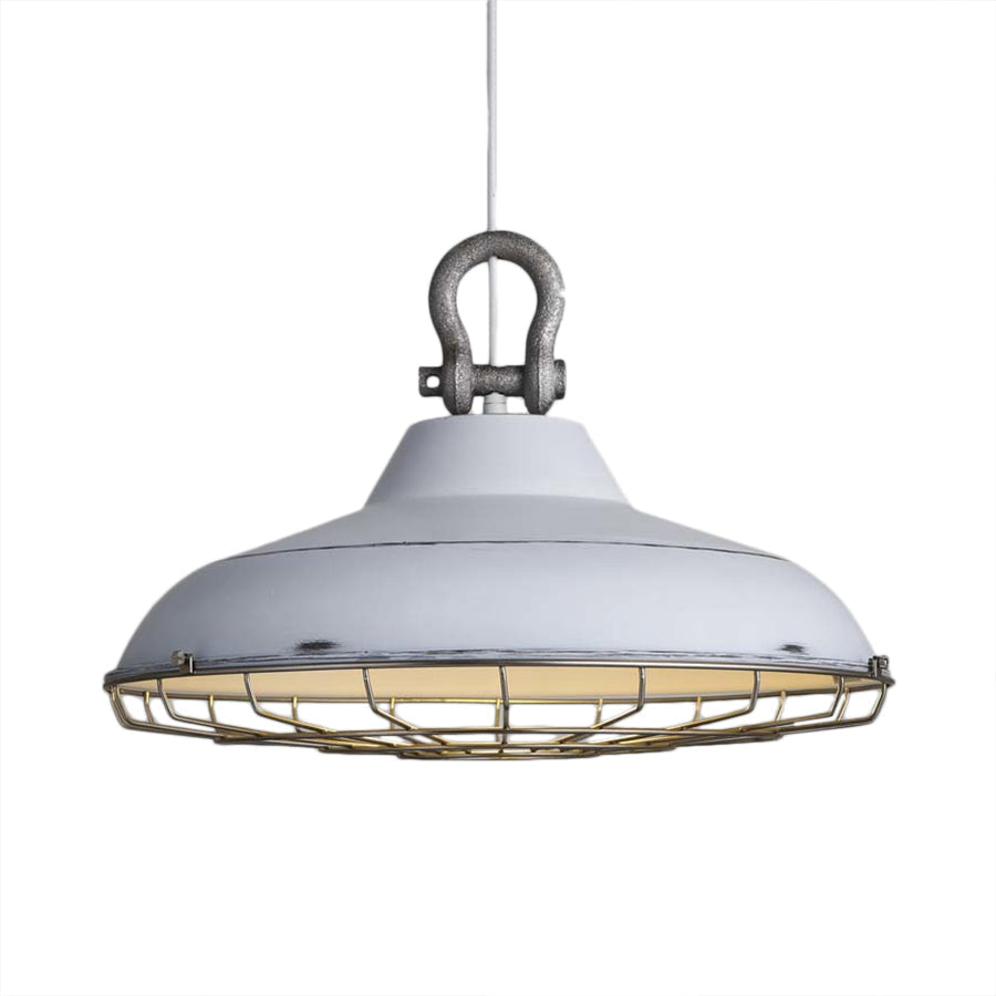 Industrial Metal Frame Pendant Lighting Fixture With Barn Shade - 1 Bulb Living Room Lamp